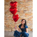 BOUQUET DE 3 GLOBOS CORAZÓN CON HELIO